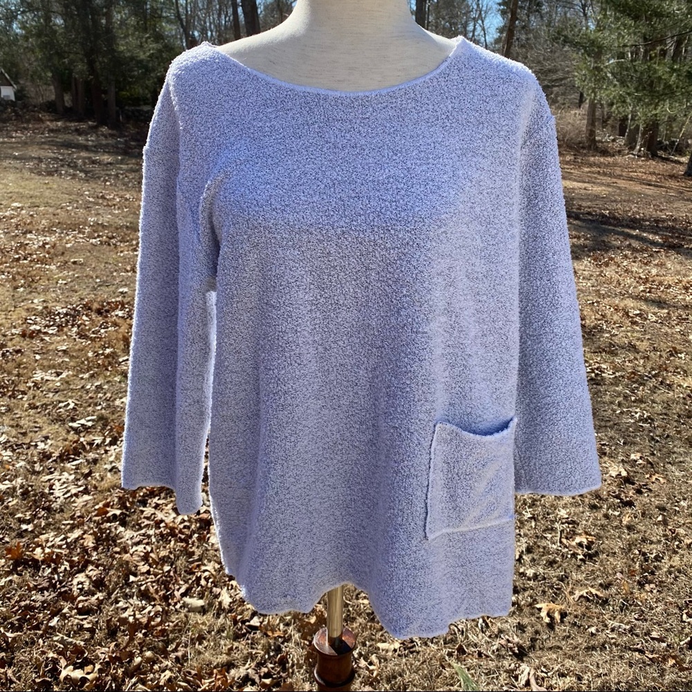 LINNEA TOP GRAY WHITE TEXTURED LAGENLOOK USA Size M